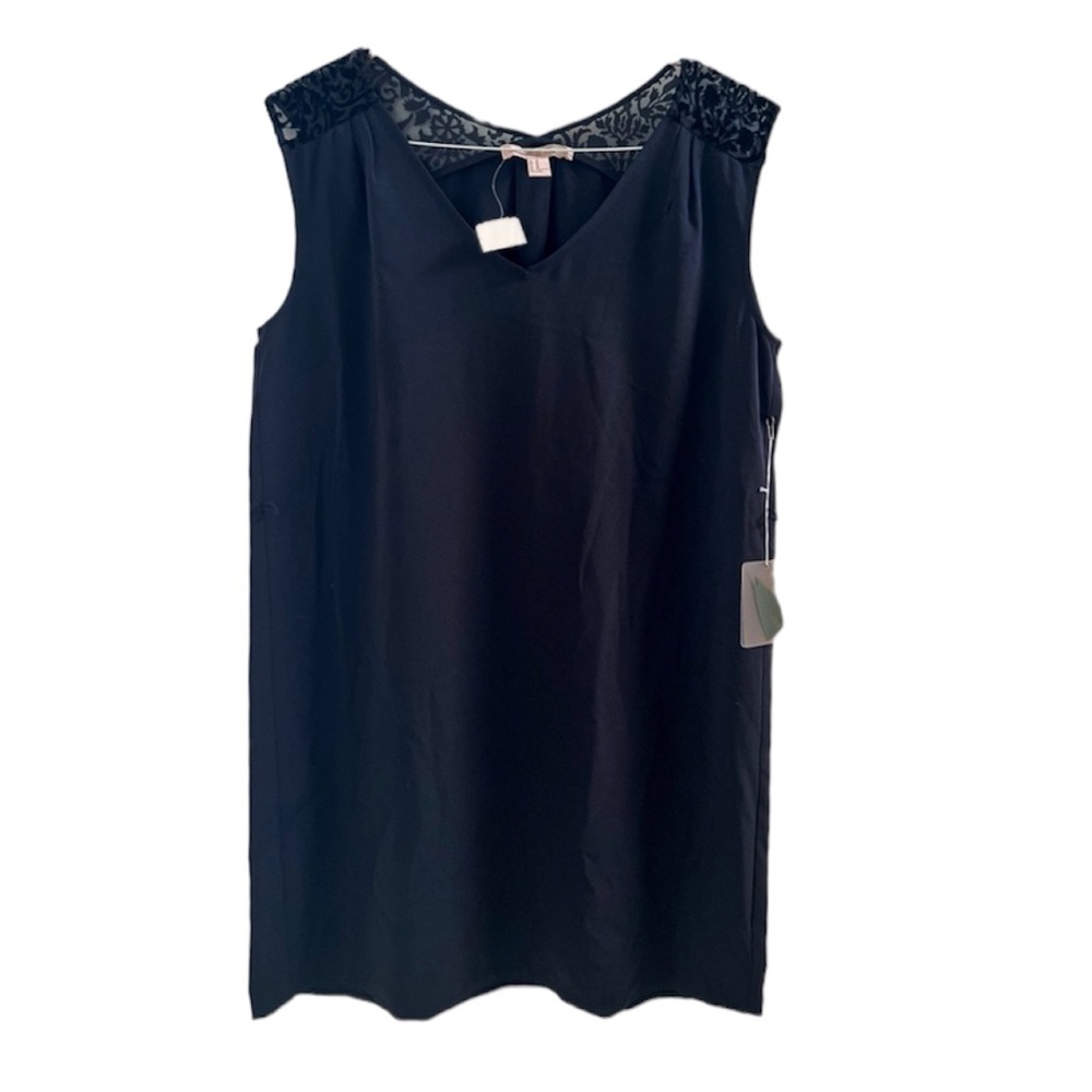 NWT Forever 21 Contemporary Shift Dress Sheer/Velour Shoulder Women’s Size M
